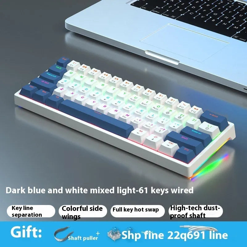 61-key compact mechanical keyboard with hot-swappable Gateron switches and wired USB connection