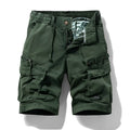 Men's cotton summer shorts with zipper and multiple pockets in Army Green colour