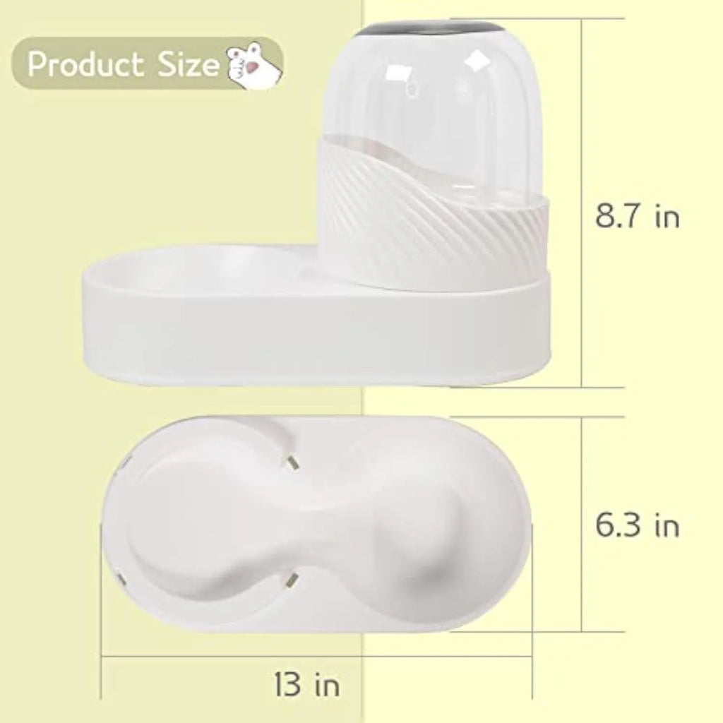 White automatic cat feeder and water dispenser set with wave design