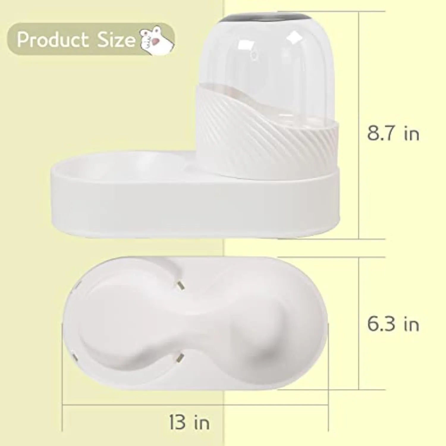 White automatic cat feeder and water dispenser set with wave design