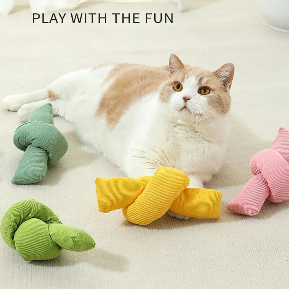 White cotton dog rope toy with multiple sturdy knots for tug of war and chewing