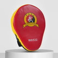 Curved PU boxing target punch mitt with red edge and black surface for Sanda and Muay Thai training