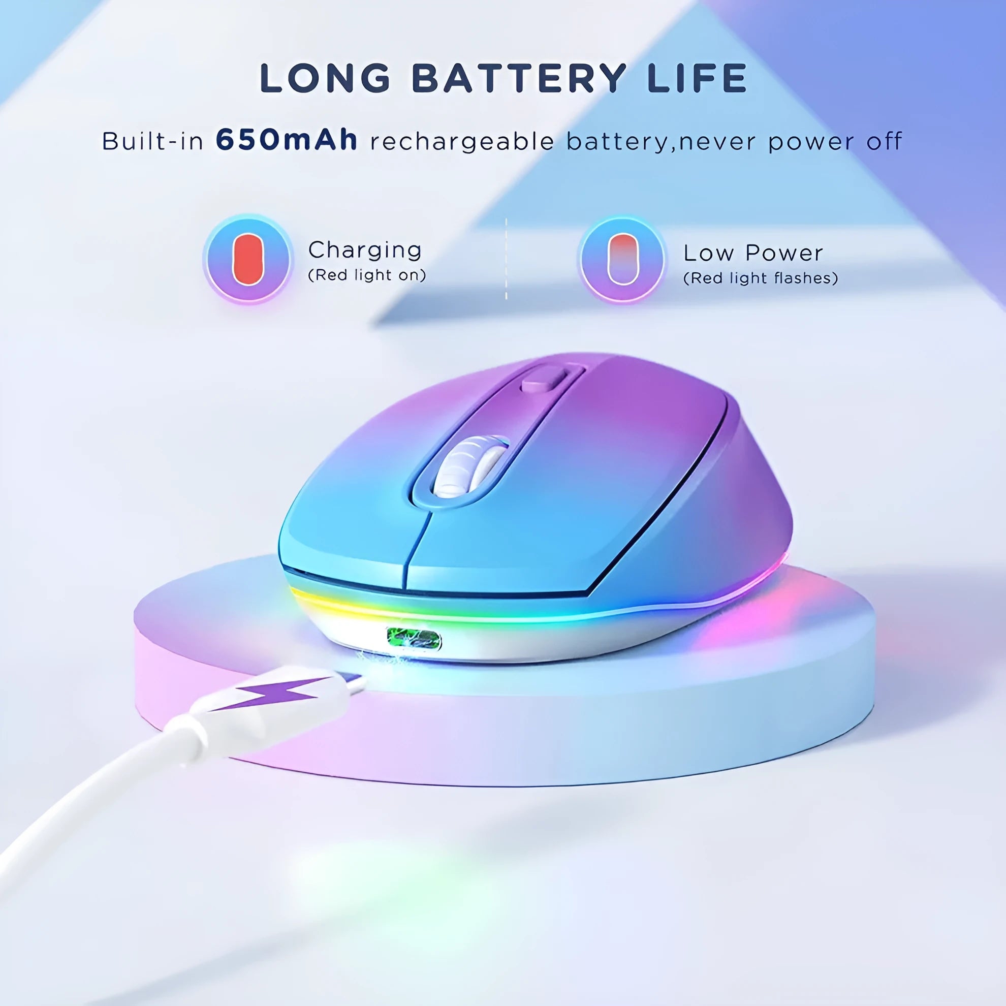 24g wireless rechargeable mouse for laptops with USB receiver in multiple colour options