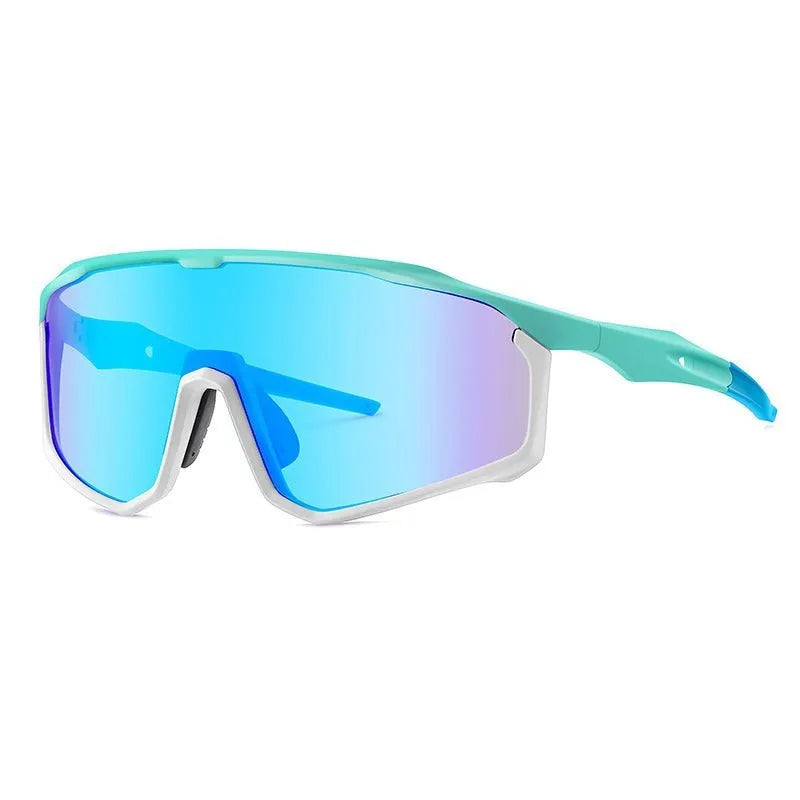 Full-frame mountaineering goggles for climbing with colourful UV-protective lenses on a black background.