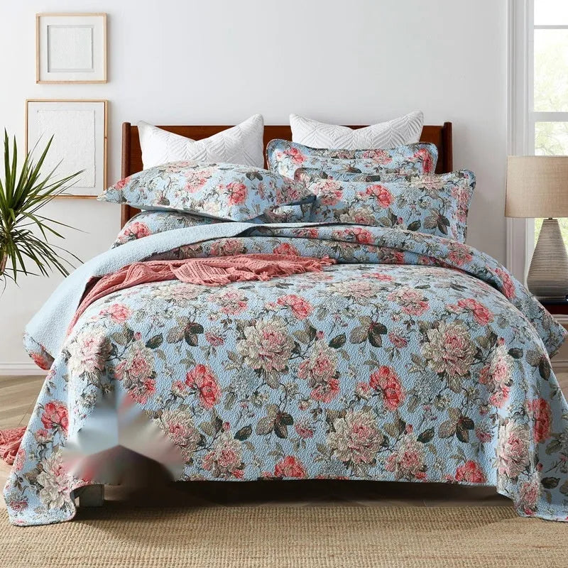 Pure cotton bedspread three-piece set with geometric pattern double-sided printing