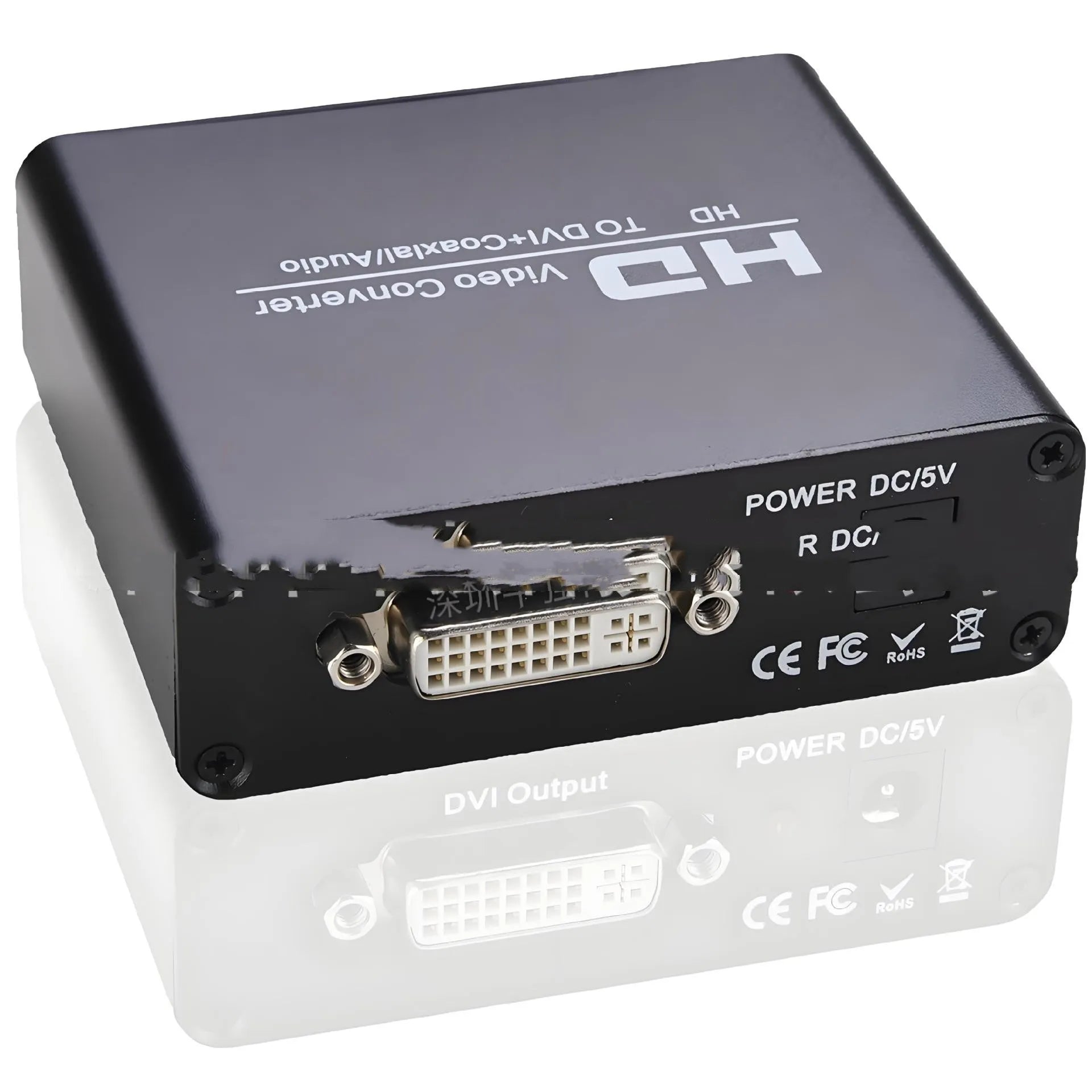Black HDMI to DVI converter with 3.5mm audio port and 1.5 metre cable for 1080p video conversion