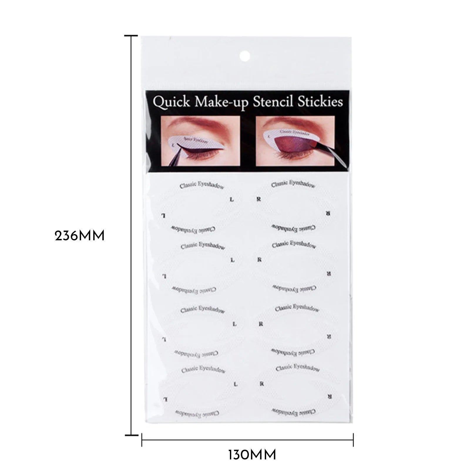 Reusable eyeliner makeup sticker templates showing four different eyeliner guide designs