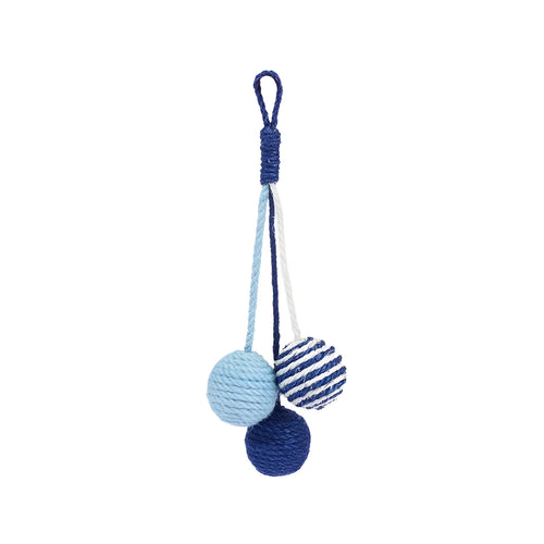 Cat toy set with teaser stick and bite-resistant catnip ball in blue, green, and red yellow blue colours