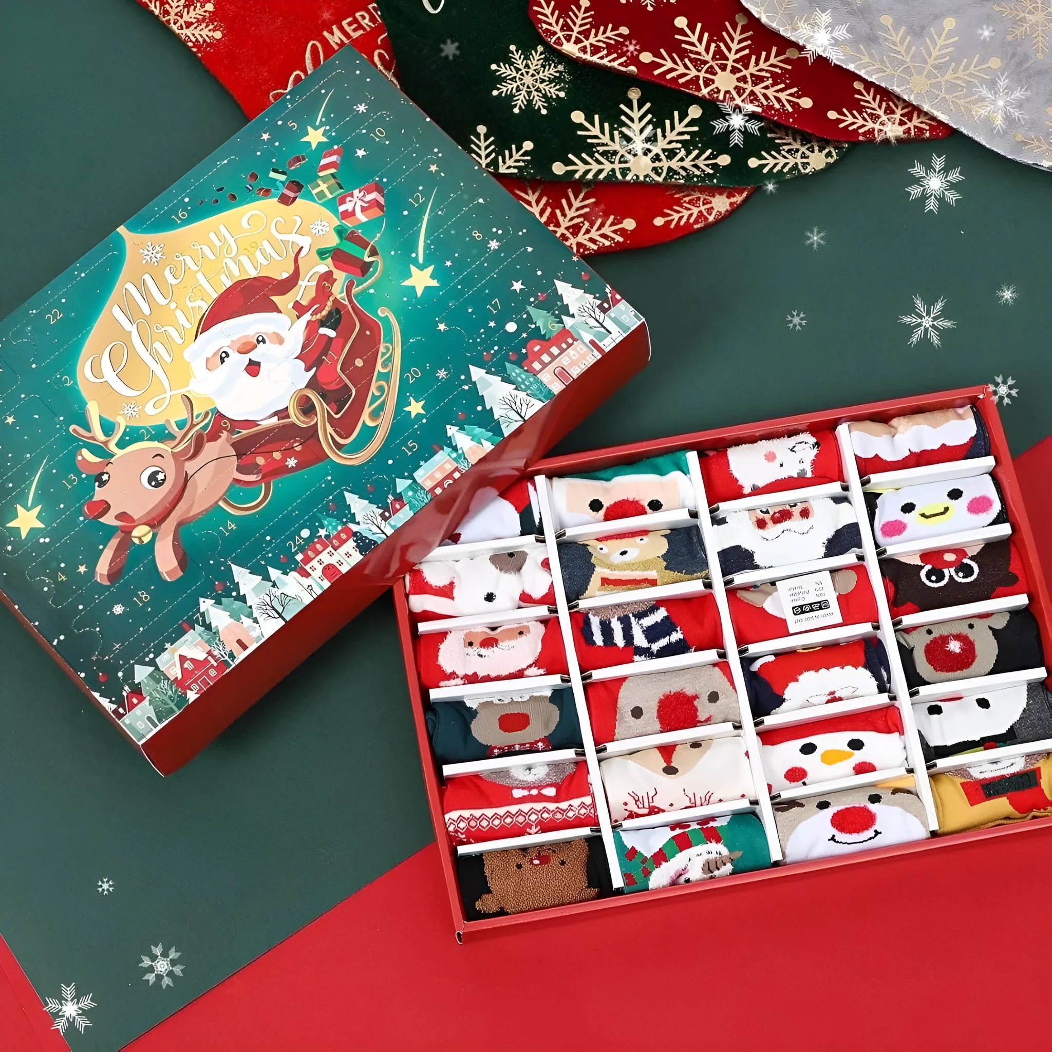 Christmas socks blind box resin decorations in various colour options for holiday displays