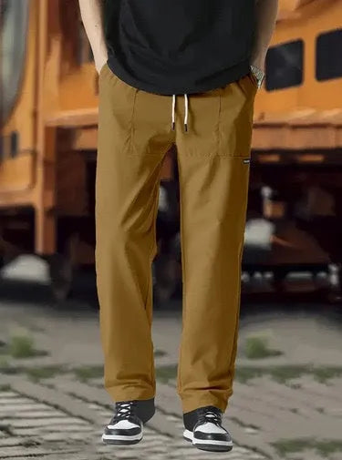 Men's polyester trousers for spring and autumn in light grey, available in sizes S to XXXL.