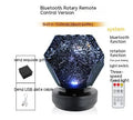 LED star projector showing 3D constellation projection on bedroom ceiling with remote control
