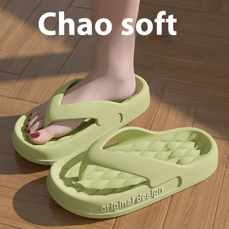 Men's EVA flip flop slippers in a selection of colours on a beach background