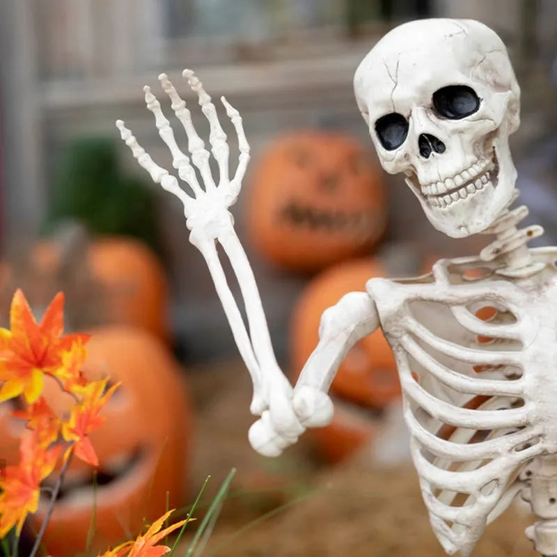 90cm tall plastic Halloween skeleton model with movable joints for outdoor decoration