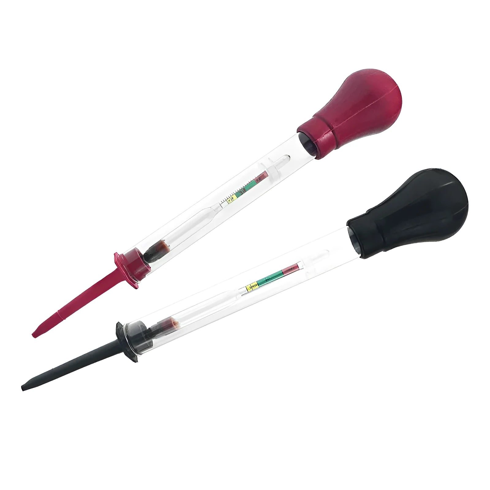 Glass electrohydraulic hydrometer for automobile battery electrolyte testing with suction-type design