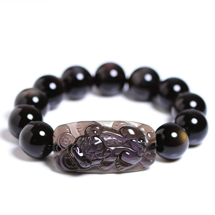 Polished crystal Pi Xiu bracelet with geometric beads in ice stone colour options