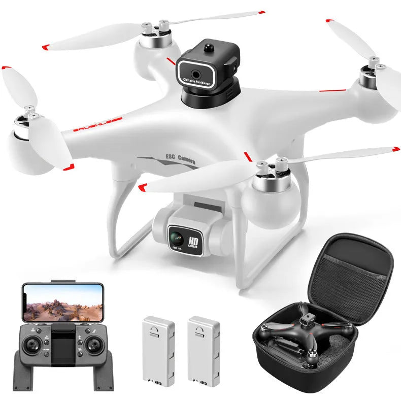 Black HD brushless UAV drone with four-side obstacle avoidance and dual camera for aerial photography training