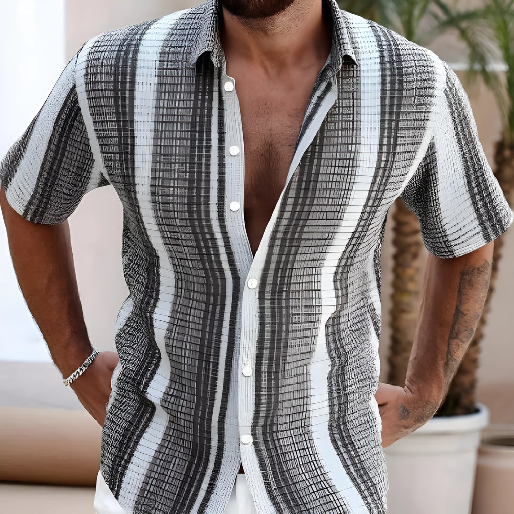 Men's slim fit short sleeve shirt with 3D printed floral pattern in multiple colour options