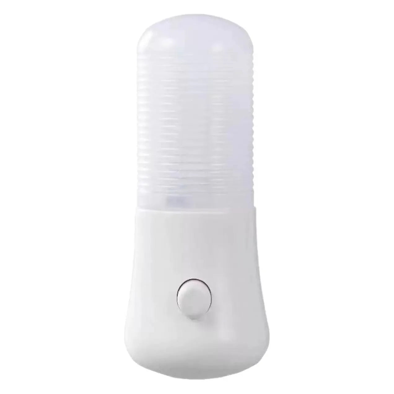 Minimalist plug-in bedside night light with dual colour switch showing white and warm light options