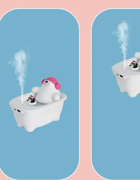 White USB-powered desktop air humidifier with water tank and mist output