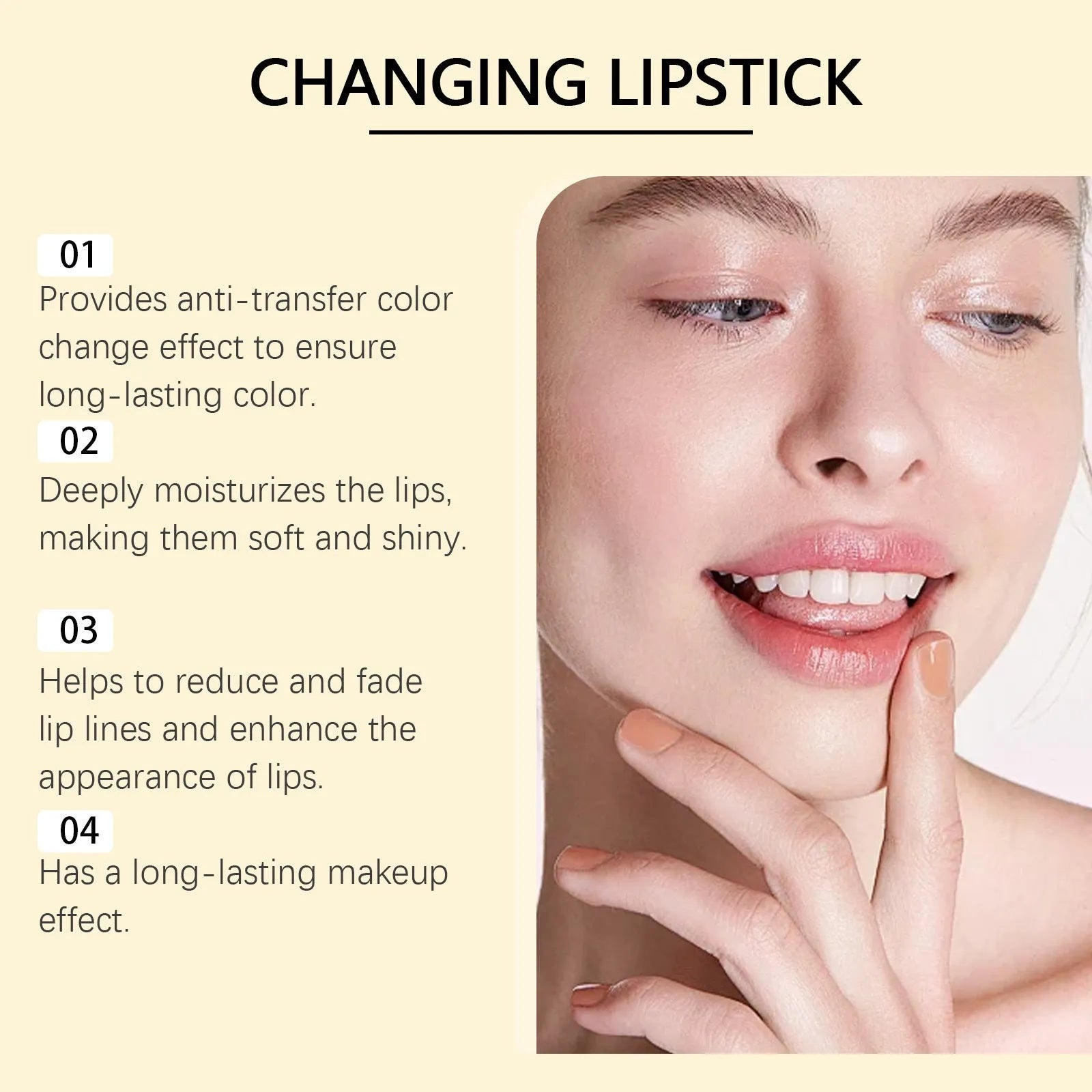 Golden case containing a 3.5g nourishing lipstick with hyaluronic acid and vitamin E.