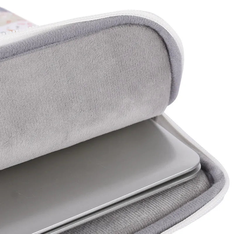 White waterproof PU leather laptop inner sleeve for 11 to 15 inch computers.
