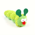 Green interactive plush cat toy pillow on a white background, showing its 24cm length.