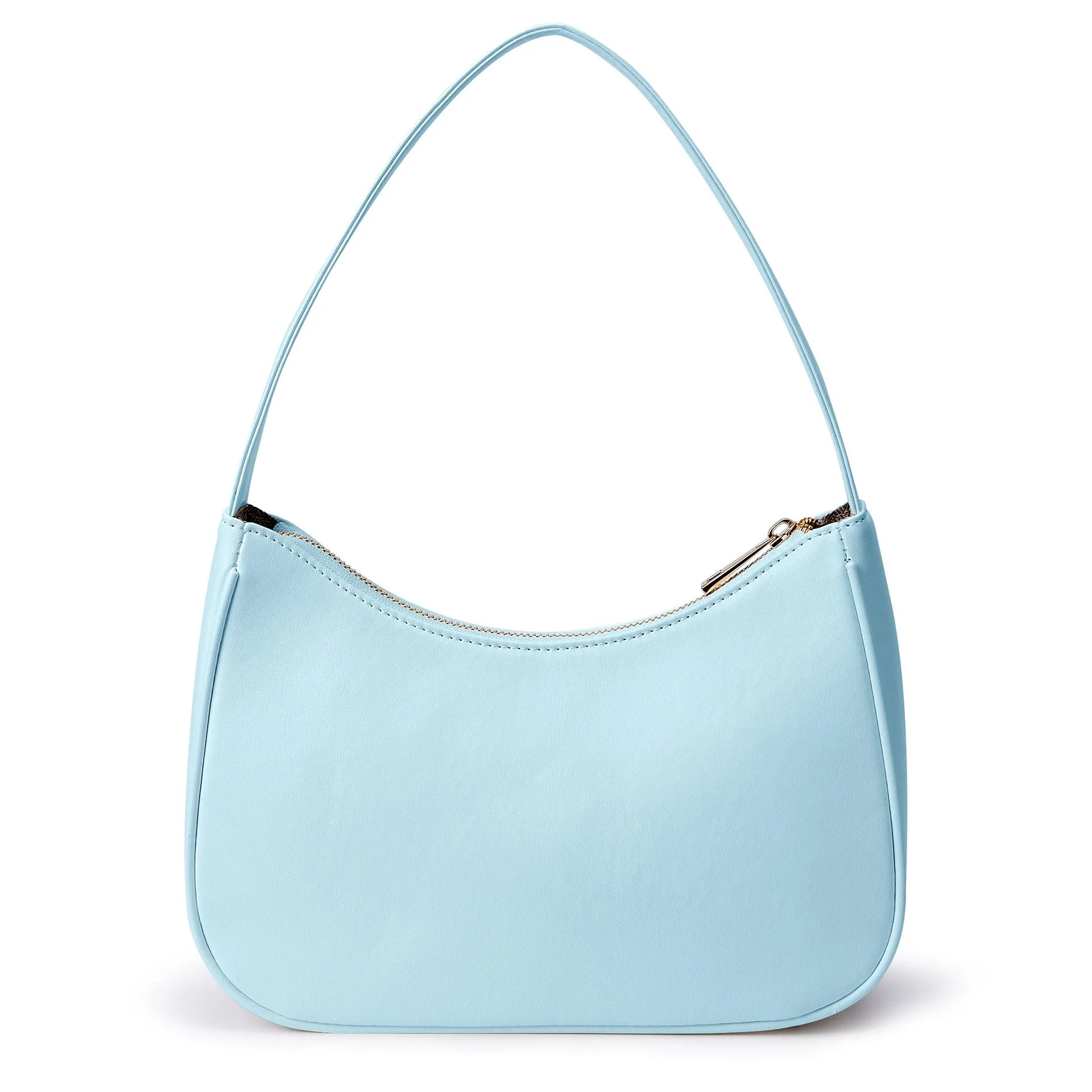 Simple retro-style waterproof PU shoulder bag shown in apricot colour with an adjustable shoulder strap.