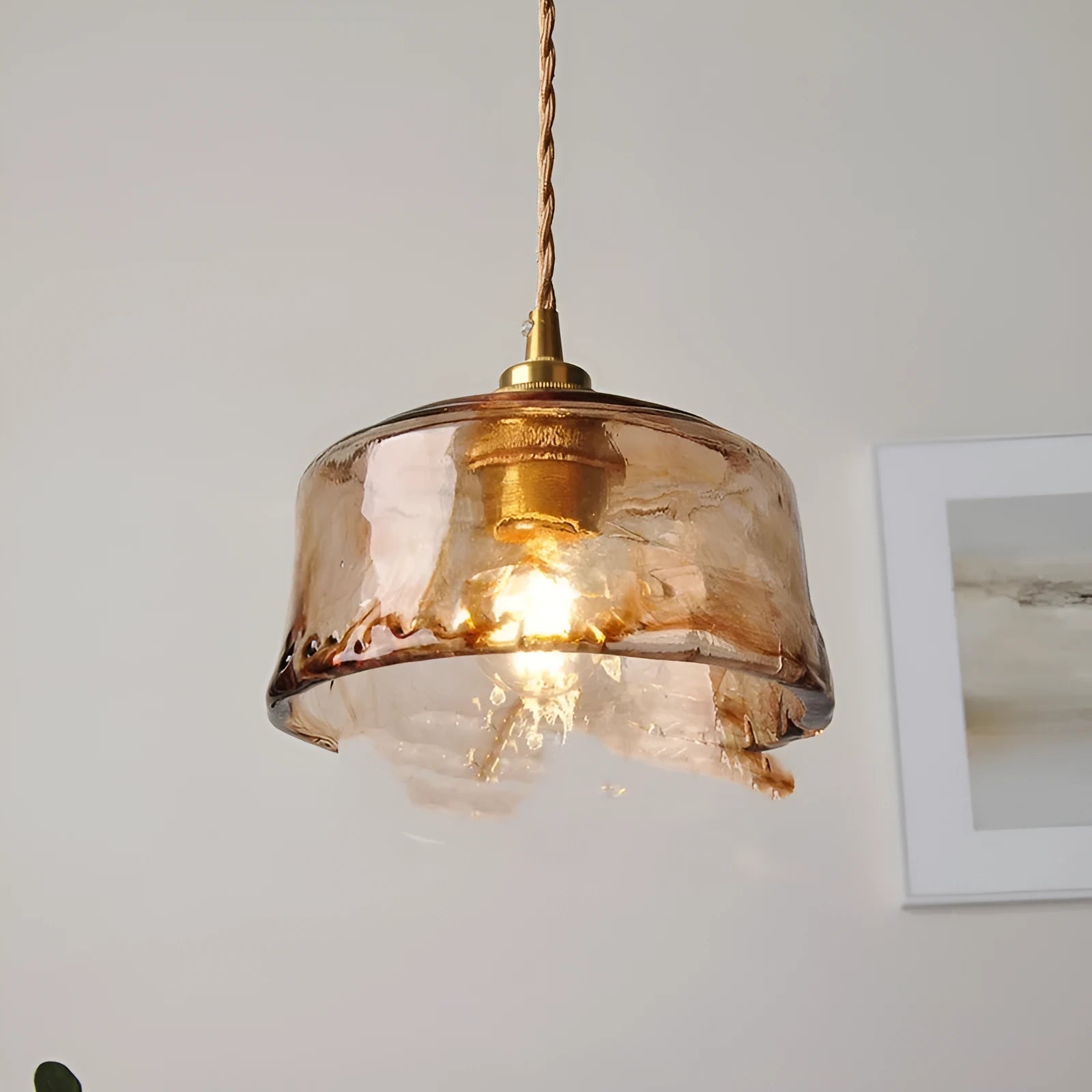 Nordic style brass and glass restaurant chandelier with retro design and LED bulb
