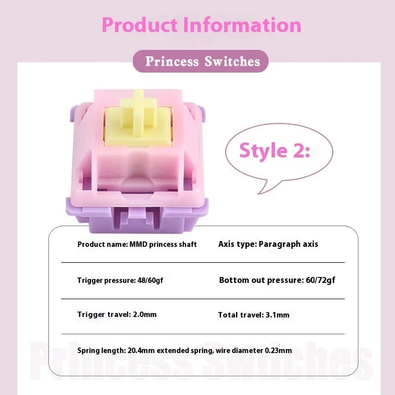 Single MMD Princess linear mechanical keyboard switch body for custom keyboard building
