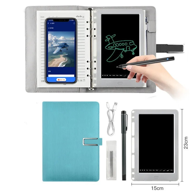 85-inch Master Software electronic writing pad with stitching appearance in choice of colours, shown with smart pen.