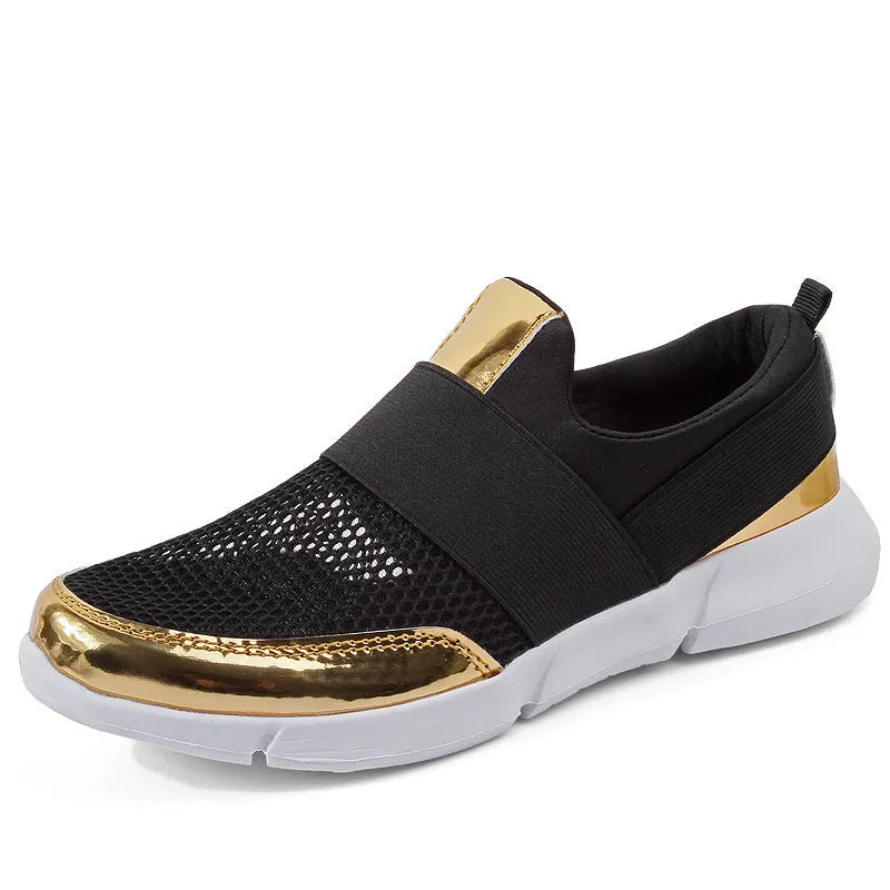 Blue, black, and grey women's low-cut sneakers with breathable mesh and a PU midsole