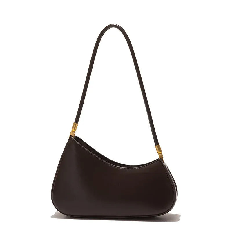 Women's retro oval PU leather shoulder bag in seven colour options with single strap and internal zipper compartment