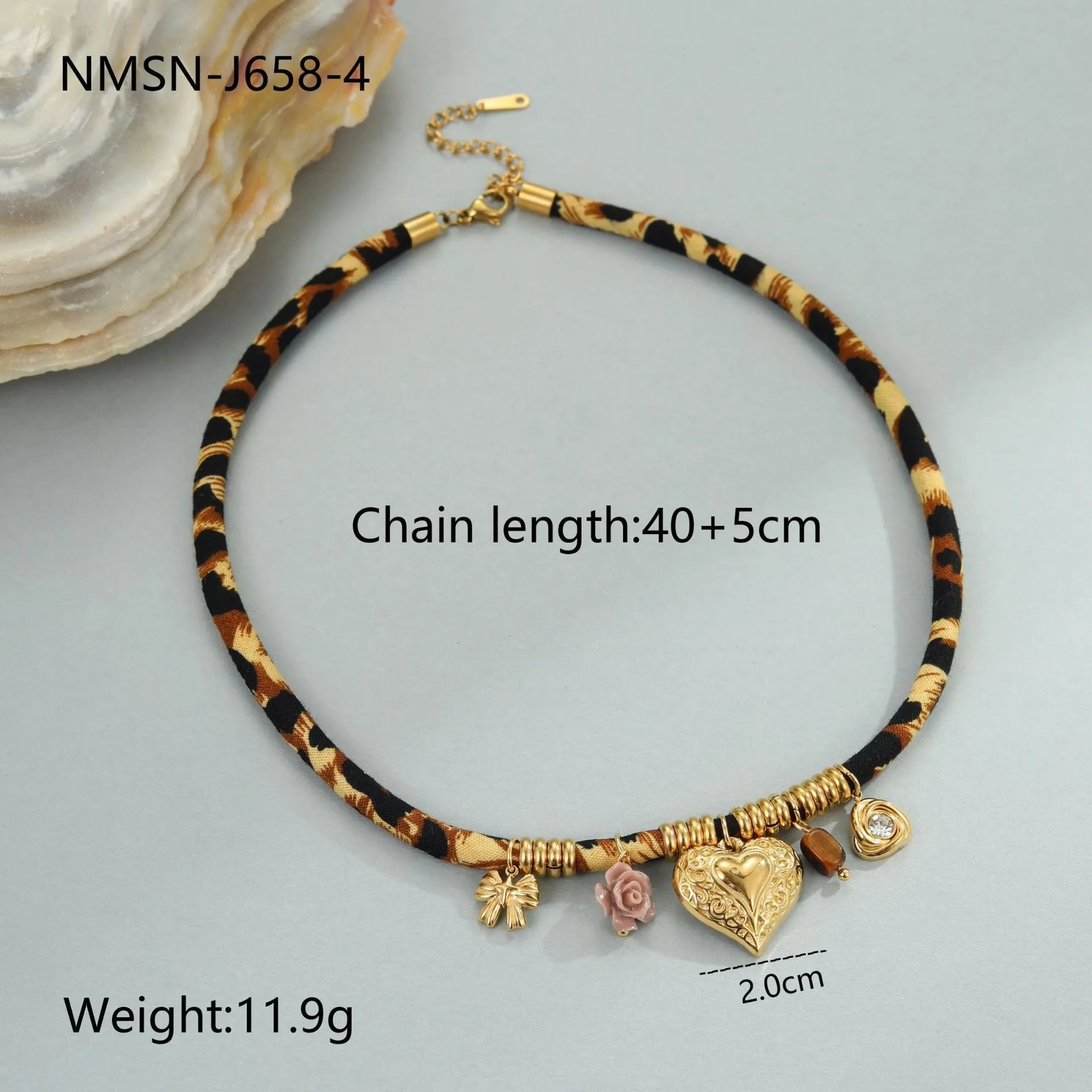 Leopard series geometric pendant stainless steel necklace with 18K gold electroplating on adjustable chain