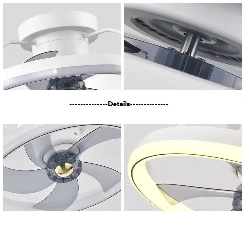 Overhead ceiling fan lamp with light featuring 500mm blades and acrylic lampshade in seven colour options