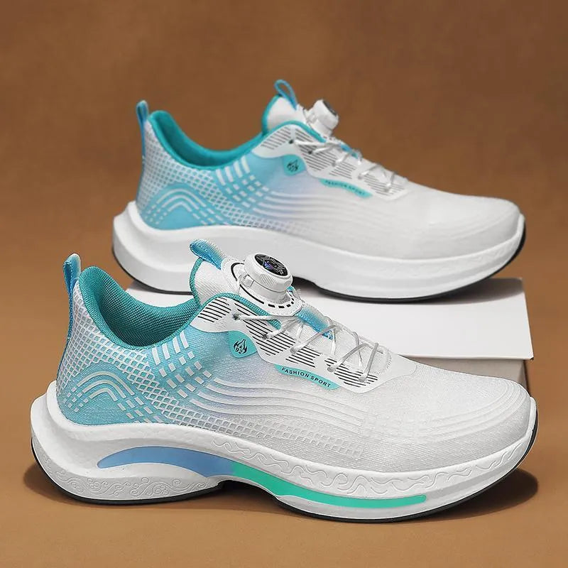 Men's low-top sneaker with mesh lining and a rotating buckle closure on a rubber sole.