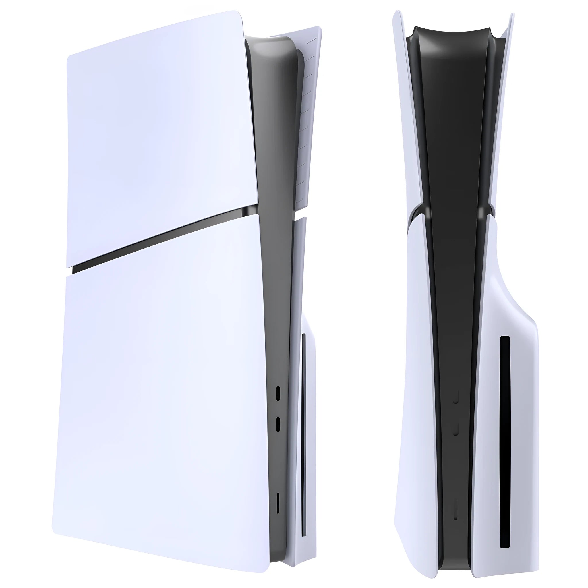 PS5 Slim replacement protective shell in ABS plastic showing colour options including blue, silver, black, red and white.