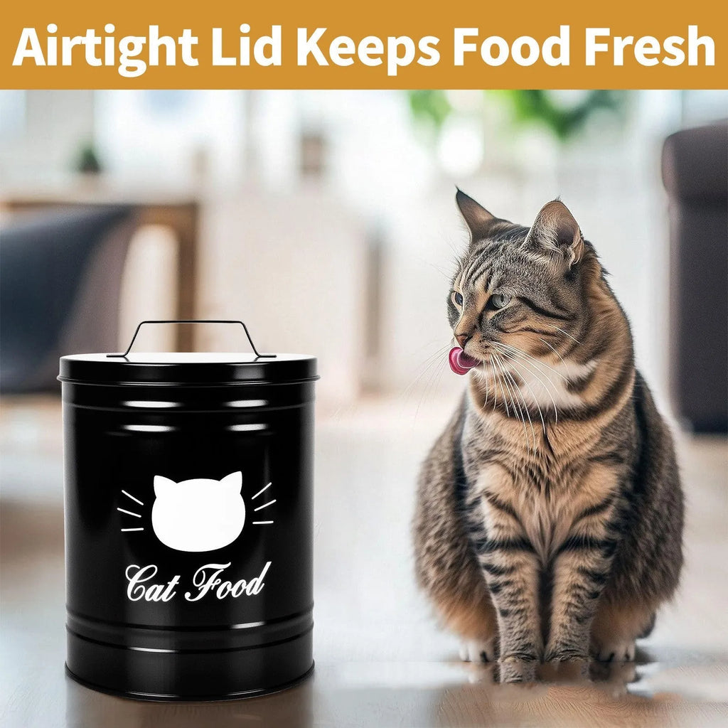 Round iron sheet storage bucket with black inner box showing American style moisture-proof design