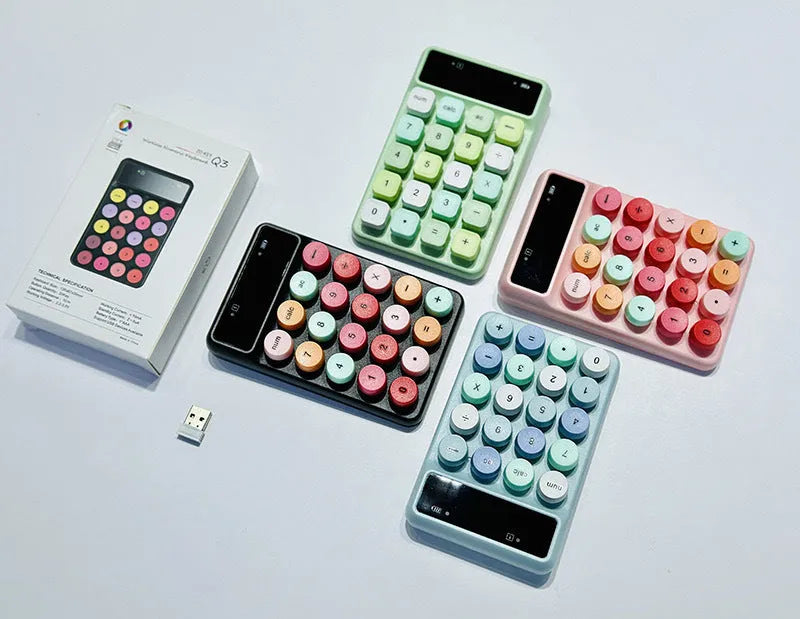 Mini portable wireless digital keyboard in macaron colours with ABS construction