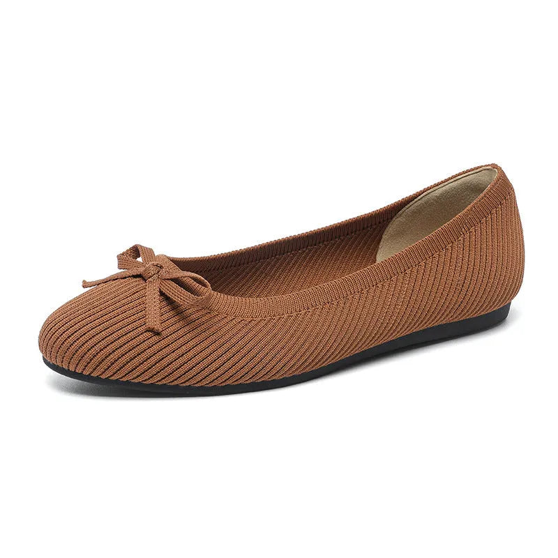 Women's round toe shallow mouth flat pumps in butterfly colours with fabric upper and flat heel