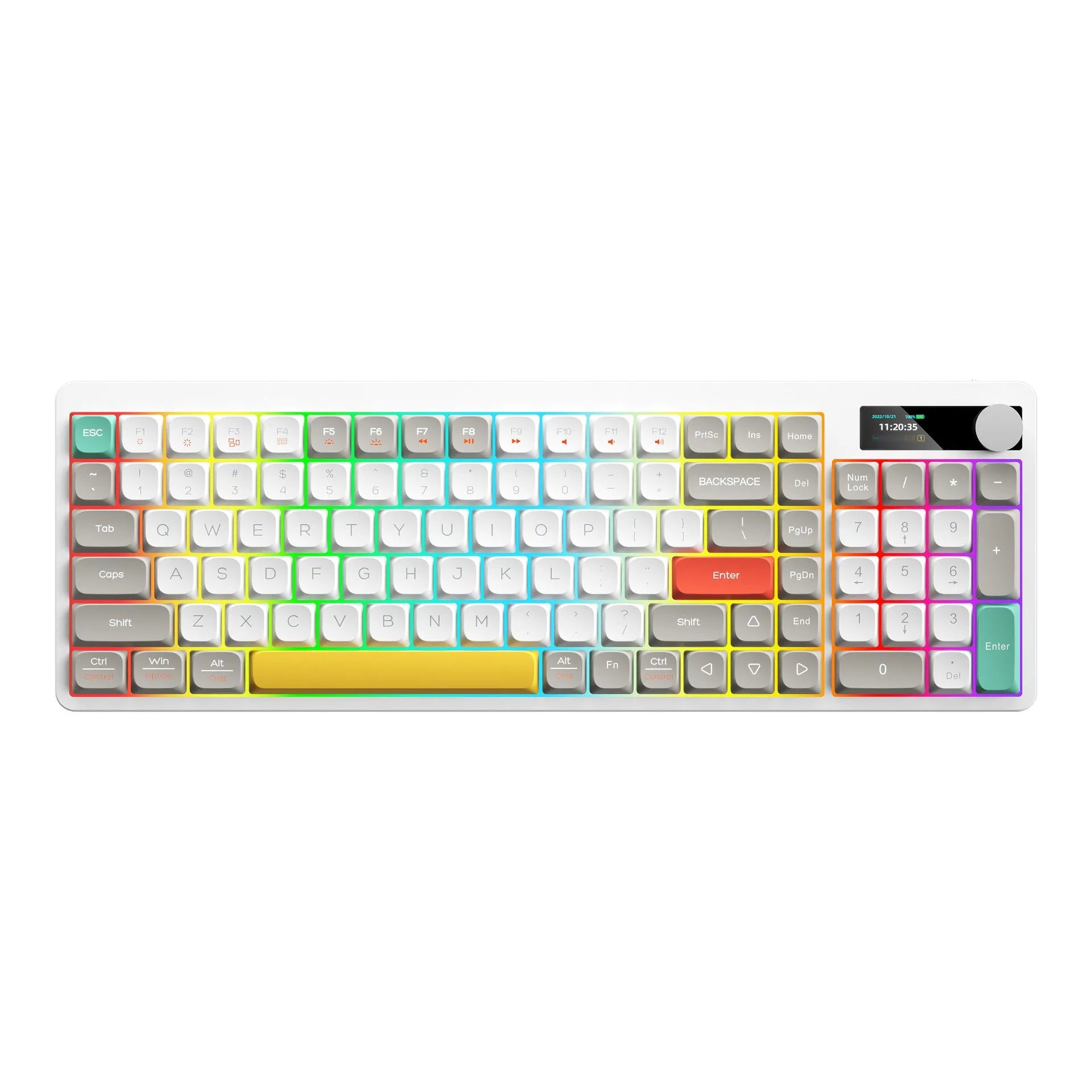 Mechanical keyboard with RGB backlight and sublimation-printed keycaps in compact design