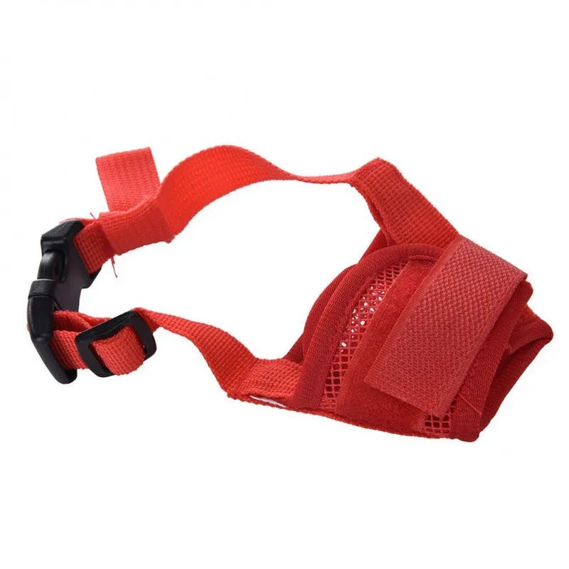 Adjustable plastic dog muzzle in multiple colours with size options for different mouth measurements