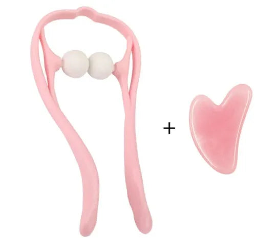 Plastic swan-shaped neck massager hand roller with adjustable stand in blue colour showing 3D floating-point massage design