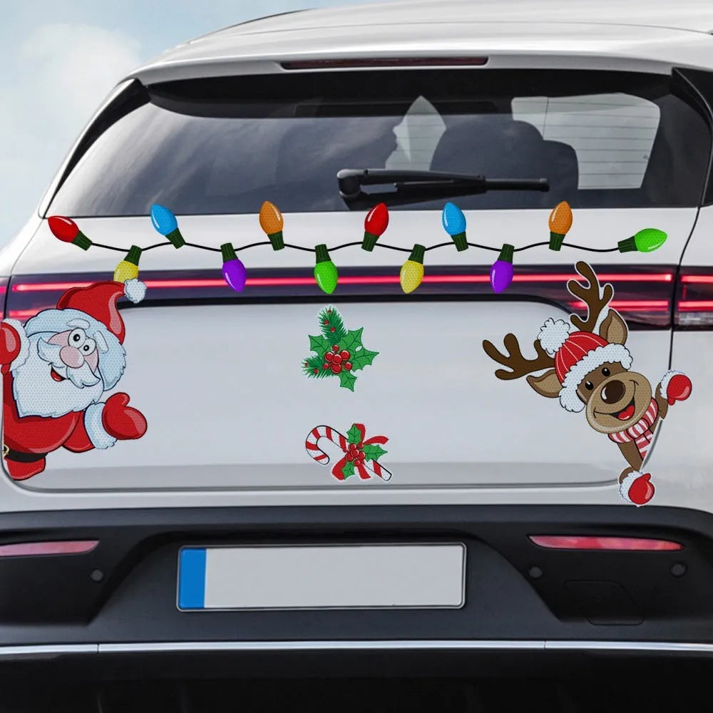 Christmas elk reflective magnetic sticker with cartoon design and six colour threads