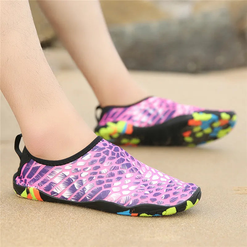 Blue and camouflage quick-dry wading shoes with elastic Lycra upper and EVA foam sole