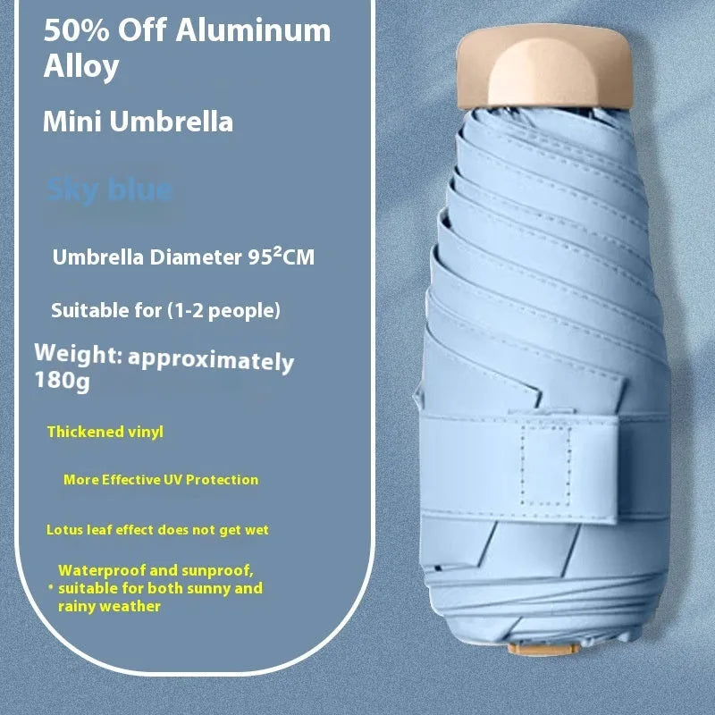 Compact 5-fold gradient vinyl sun umbrella with alloy frame in multiple colour options