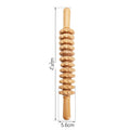 A set of natural beech wood massage rollers including T-shaped and multi-wheel tools for muscle relief.
