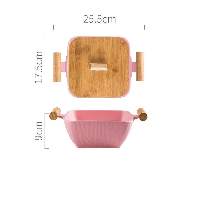 Irregular shaped porcelain ceramic bowl with lid in modern design, available in multiple colours