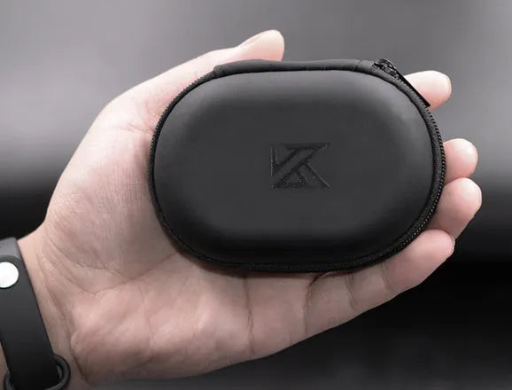 Black oval leather earphone storage bag with carry handle for EDX PRO and ZEX PRO headphones