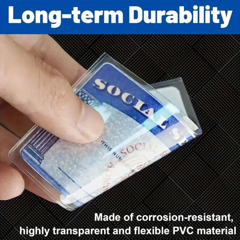 Clear transparent PVC card holder for social security and student bus cards.
