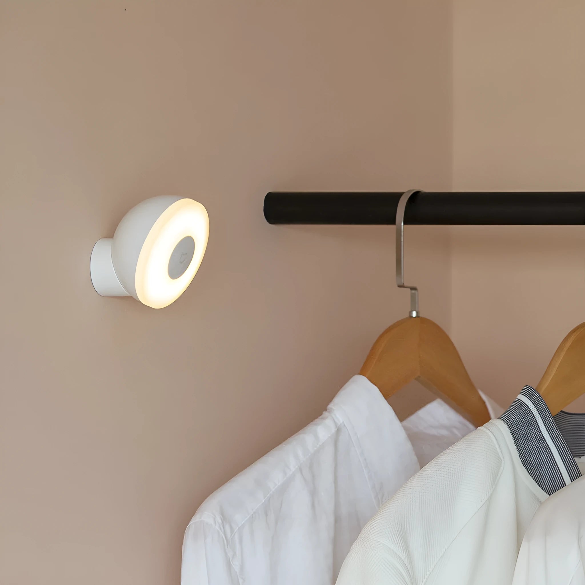 White PC shade bedside table lamp with human body induction sensor and compact 94mm dimensions
